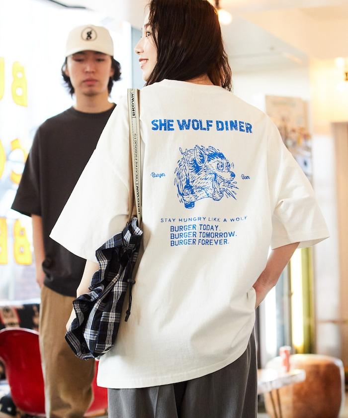 SHE WOLF DINER×FREAK'S STORE/海狼餐廳 聯名 大尺寸 後背印花T恤/WOLF