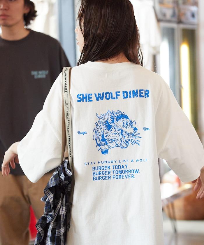 SHE WOLF DINER×FREAK'S STORE/海狼餐廳 聯名 大尺寸 後背印花T恤/WOLF