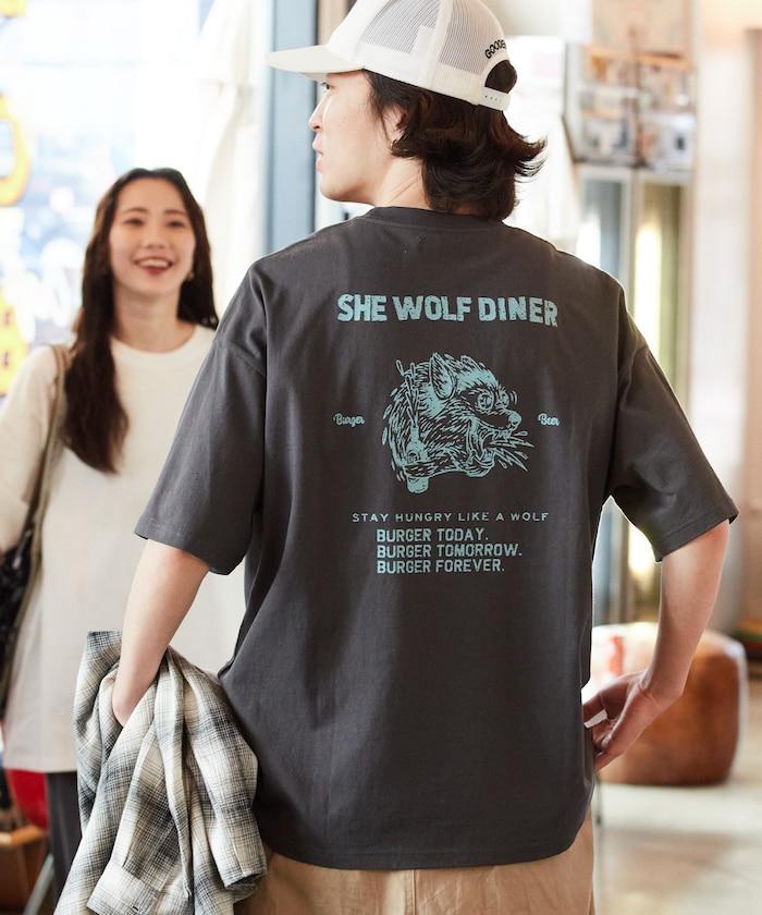 SHE WOLF DINER×FREAK'S STORE/海狼餐廳 聯名 大尺寸 後背印花T恤/WOLF