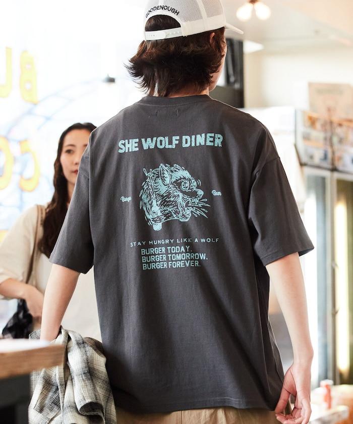 SHE WOLF DINER×FREAK'S STORE/海狼餐廳 聯名 大尺寸 後背印花T恤/WOLF