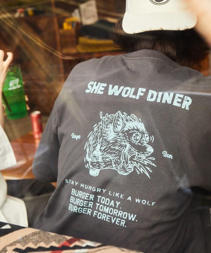 SHE WOLF DINER×FREAK'S STORE/海狼餐廳 聯名 大尺寸 後背印花T恤/WOLF