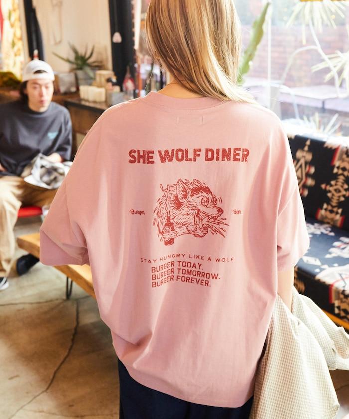 SHE WOLF DINER×FREAK'S STORE/海狼餐廳 聯名 大尺寸 後背印花T恤/WOLF