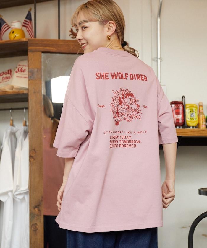 SHE WOLF DINER×FREAK'S STORE/海狼餐廳 聯名 大尺寸 後背印花T恤/WOLF