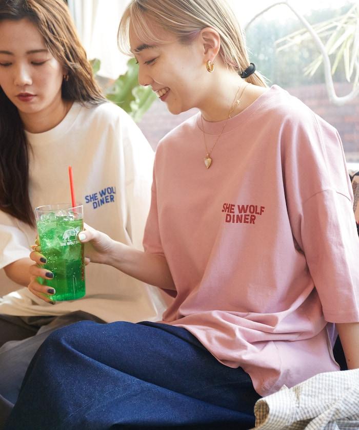 SHE WOLF DINER×FREAK'S STORE/海狼餐廳 聯名 大尺寸 後背印花T恤/WOLF