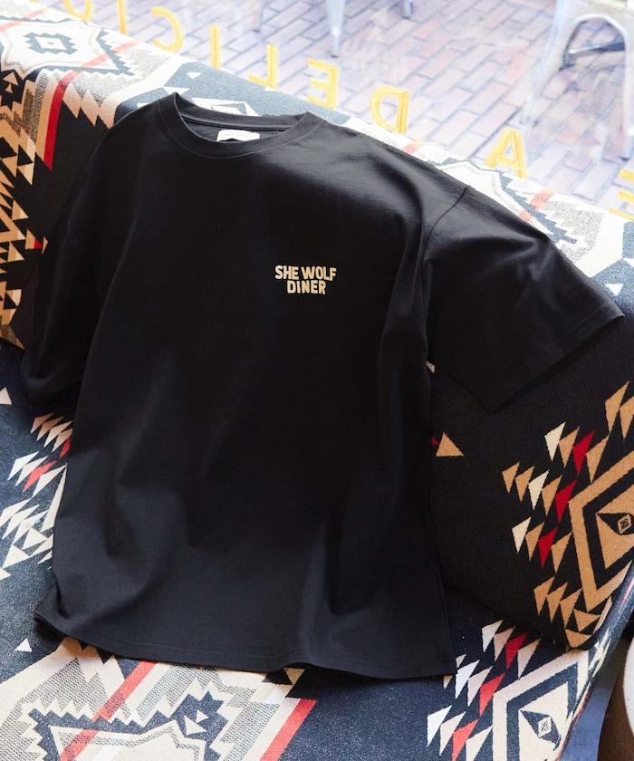 SHE WOLF DINER×FREAK'S STORE/海狼餐廳 聯名 大尺寸 後背印花T恤/WOLF