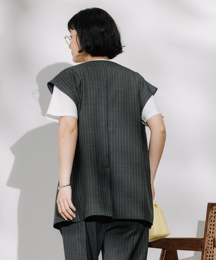 接觸冷感/UV 亞麻觸感 雙層背心<套裝搭配適用>