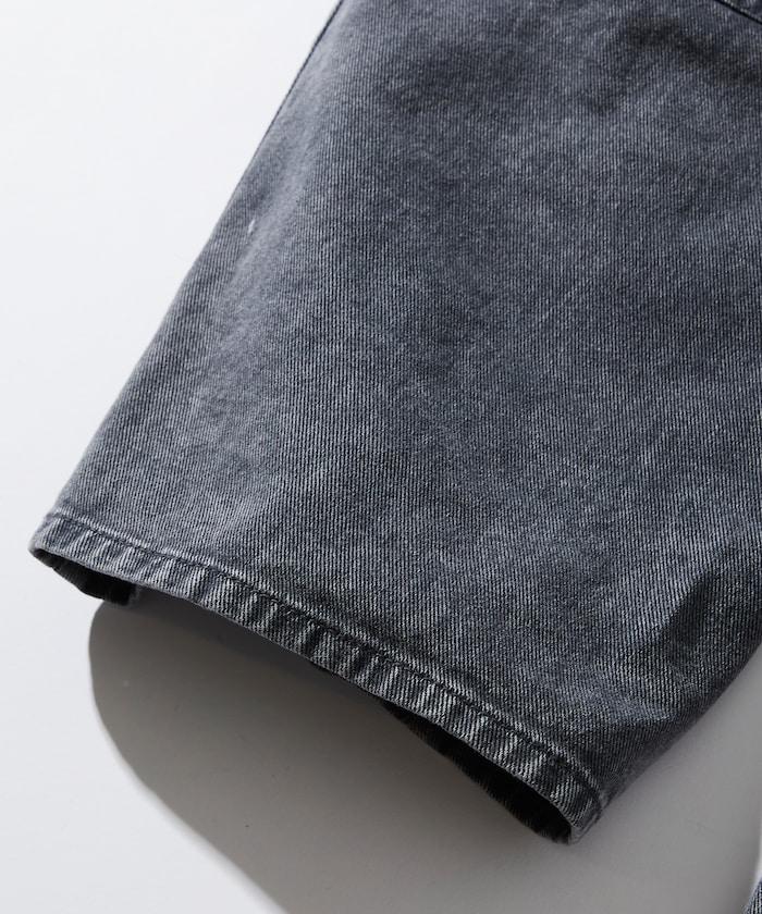 寬鬆直筒 雙膝異色牛仔褲