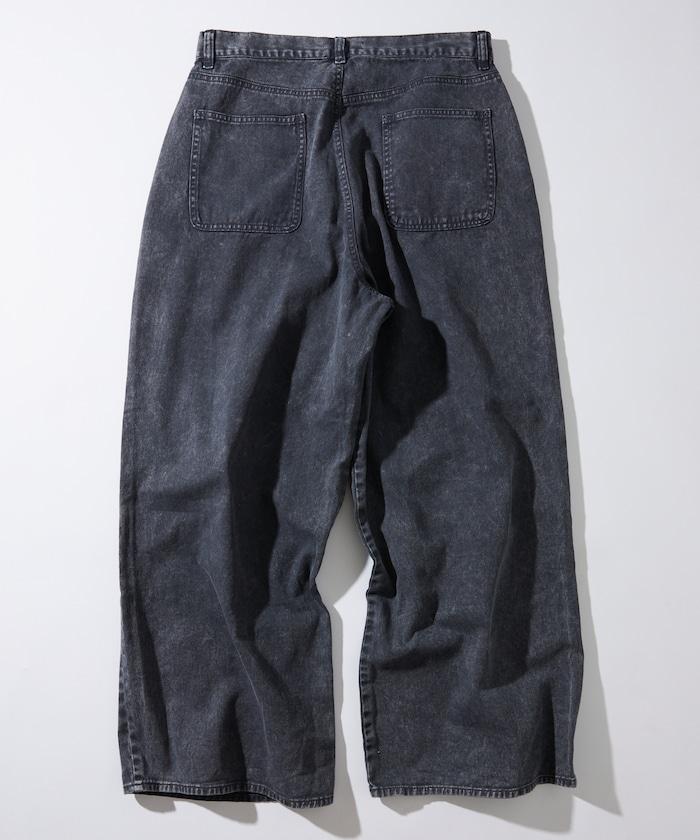 寬鬆直筒 雙膝異色牛仔褲