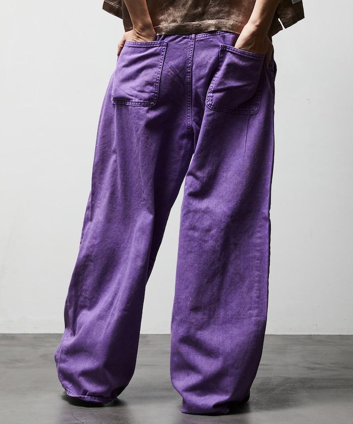 寬鬆直筒 雙膝異色牛仔褲