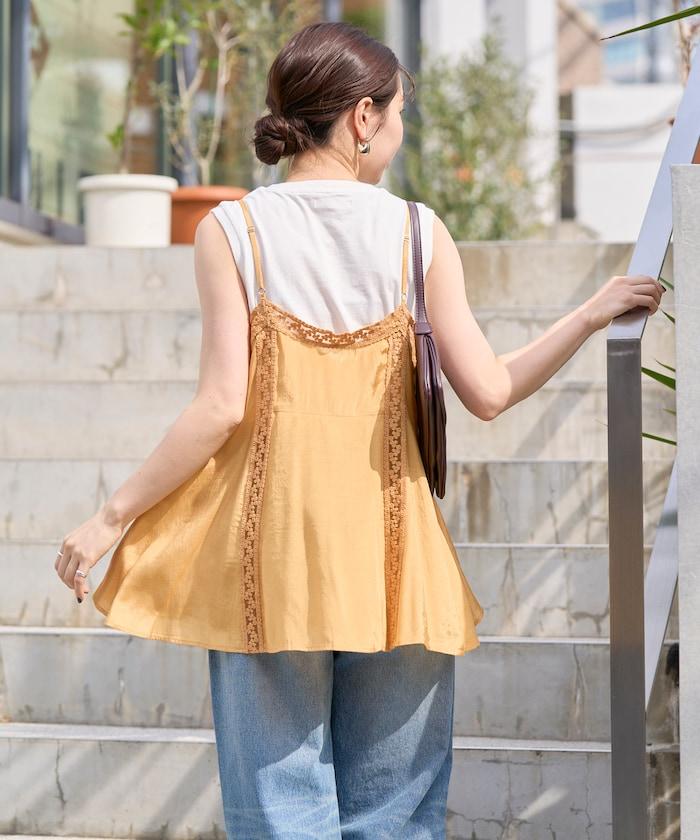 印度人造絲香緞蕾絲吊帶背心