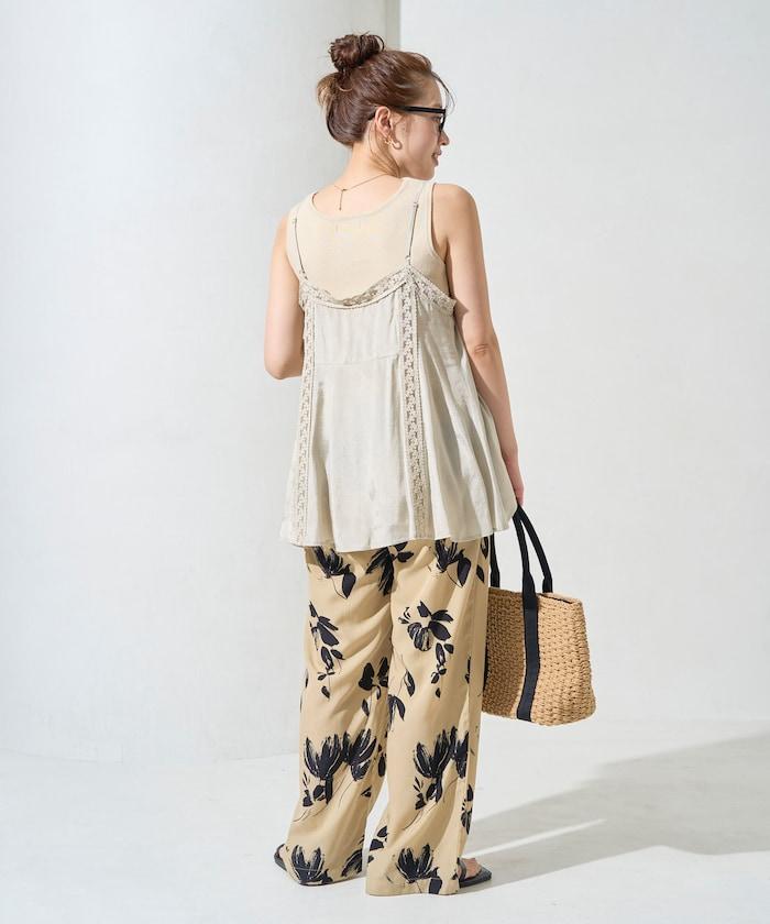 印度人造絲香緞蕾絲吊帶背心