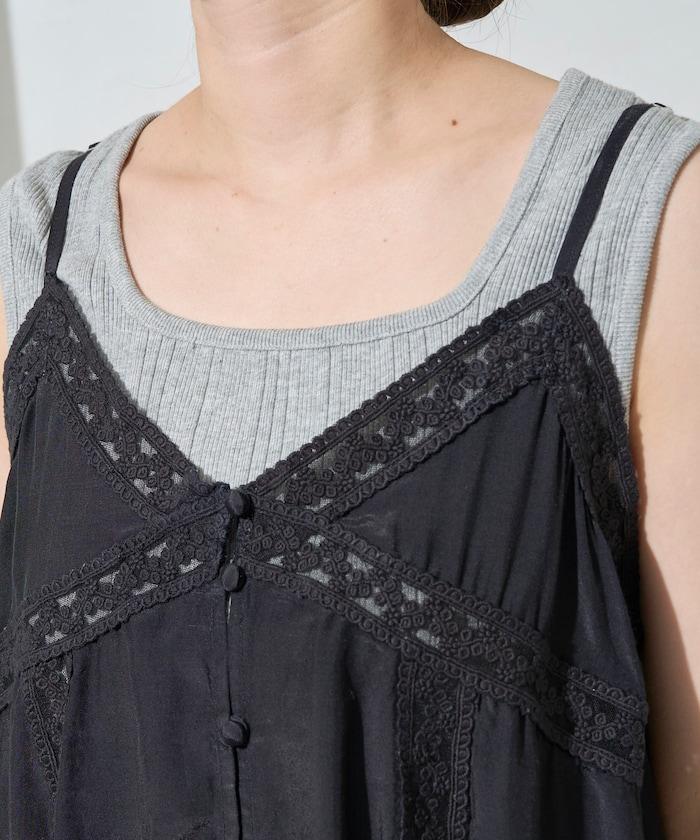 印度人造絲香緞蕾絲吊帶背心