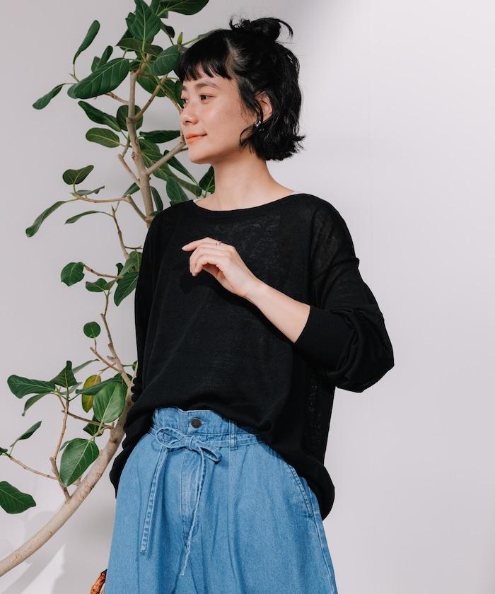 亞麻混紡針織套頭衫