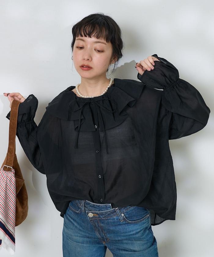 透視荷葉邊襯衫