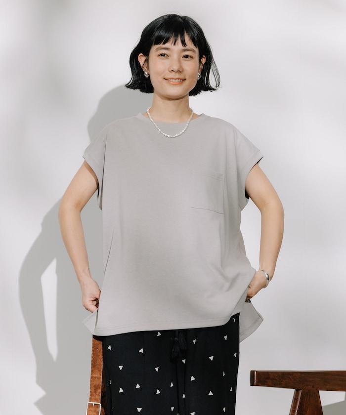 <接觸冷感/UV> 《空氣》DRY HIGHCOOL 法式短袖T恤
