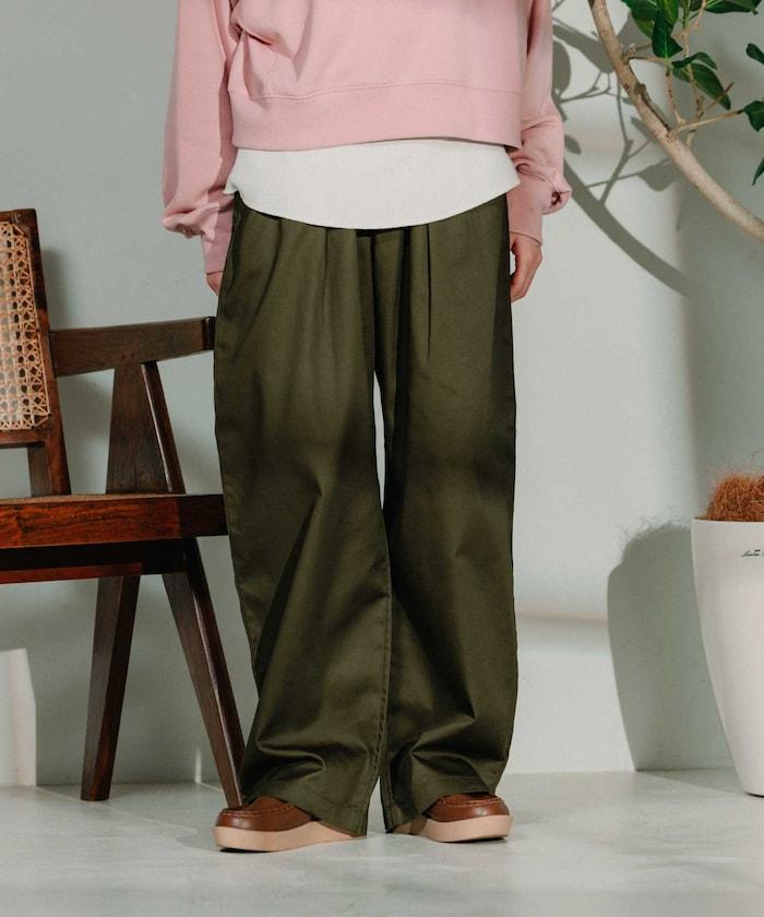 聯名 繫帶鬆緊褶襉褲