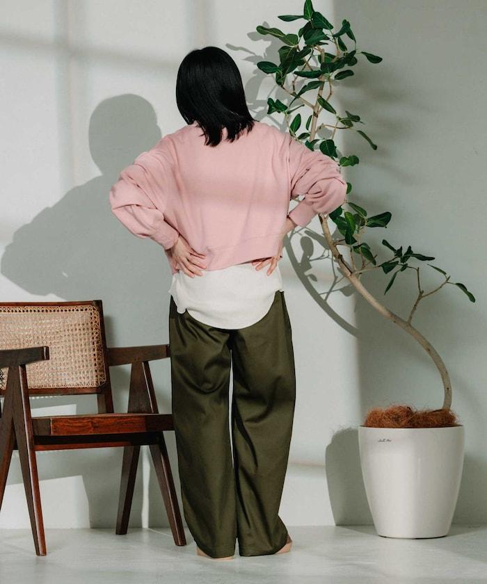 聯名 繫帶鬆緊褶襉褲