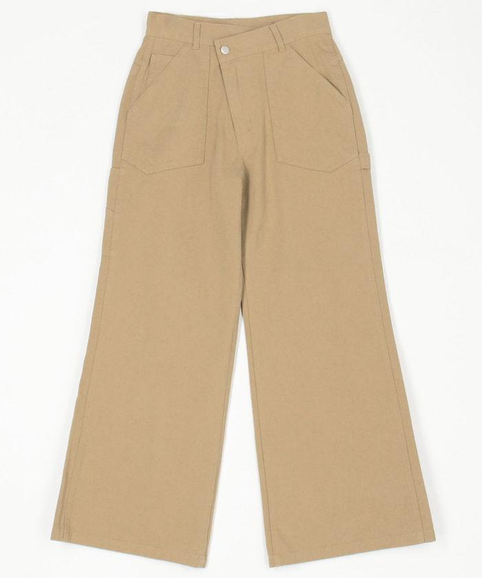 交叉裝飾繪畫寬鬆褲