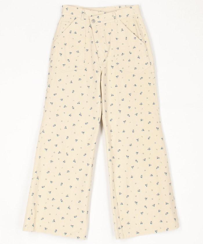 交叉裝飾繪畫寬鬆褲