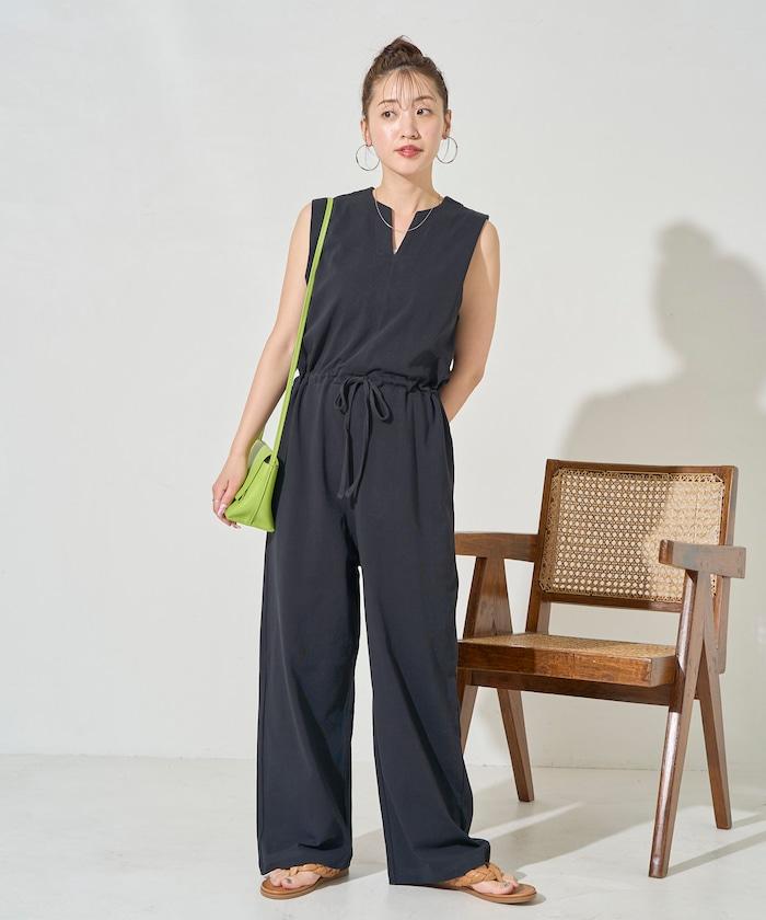 無袖腰帶連體褲