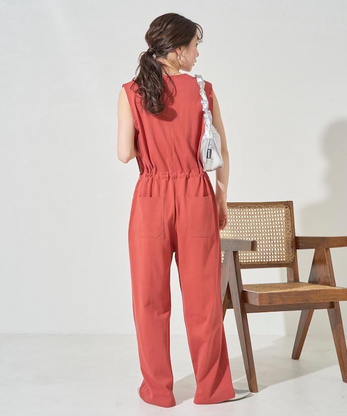 無袖腰帶連體褲