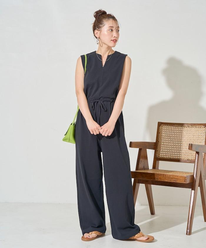 無袖腰帶連體褲