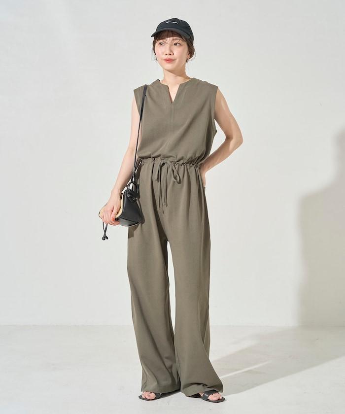 無袖腰帶連體褲