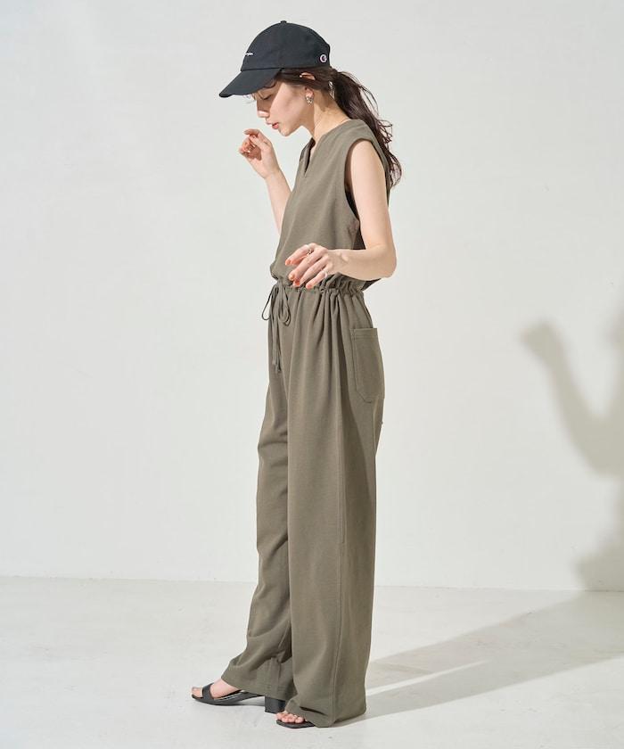 無袖腰帶連體褲