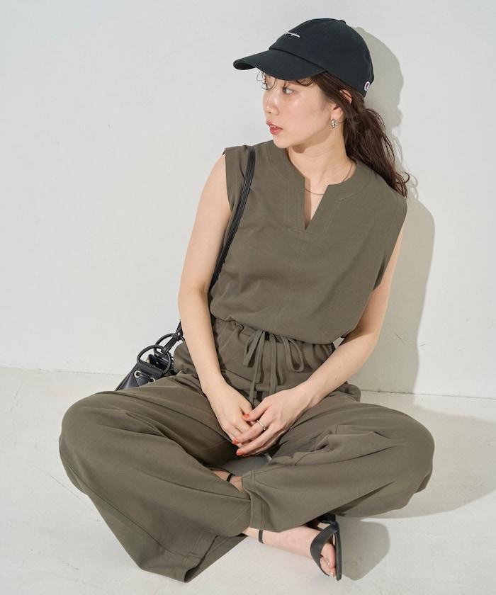 無袖腰帶連體褲