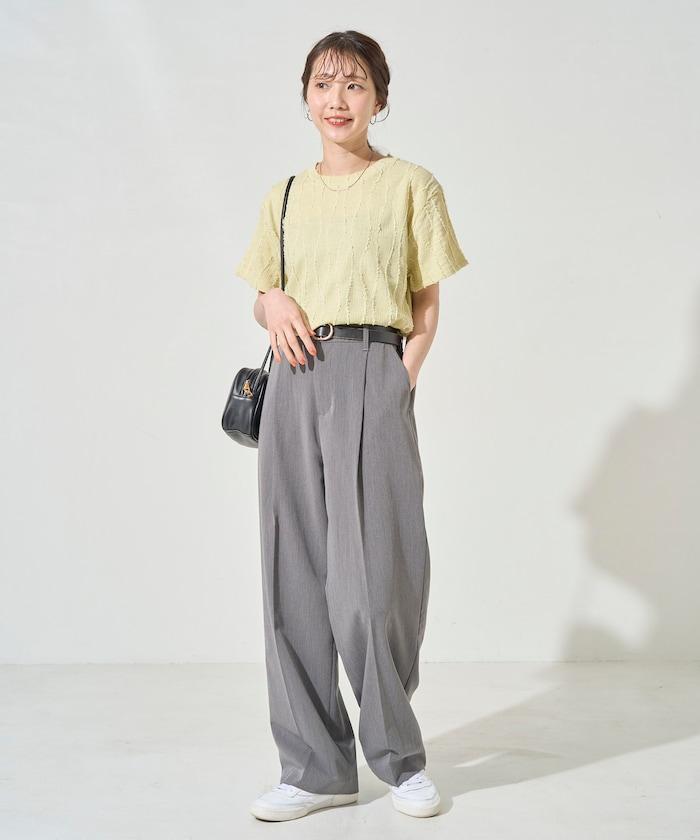 流蘇條紋提花短袖T恤