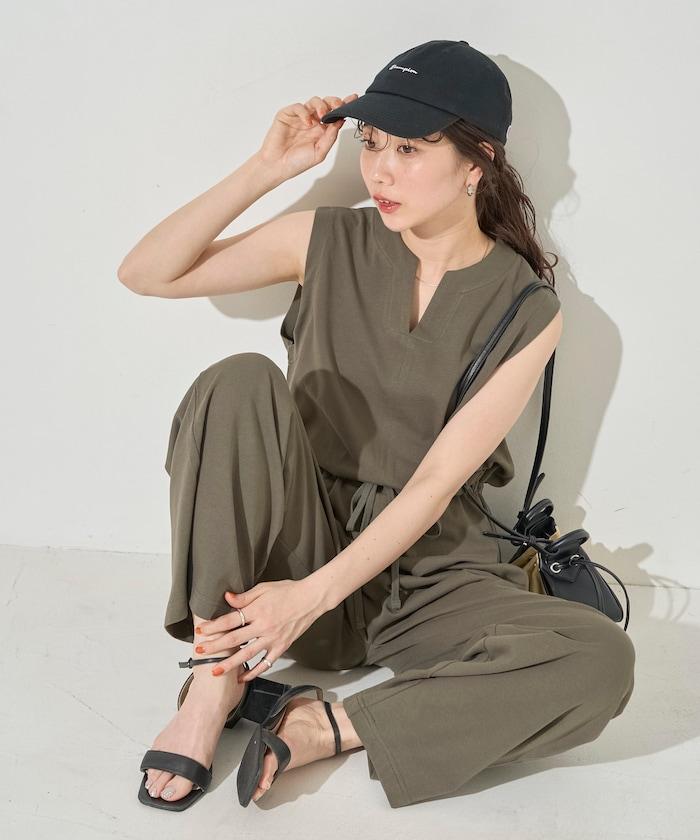 無袖腰帶連體褲