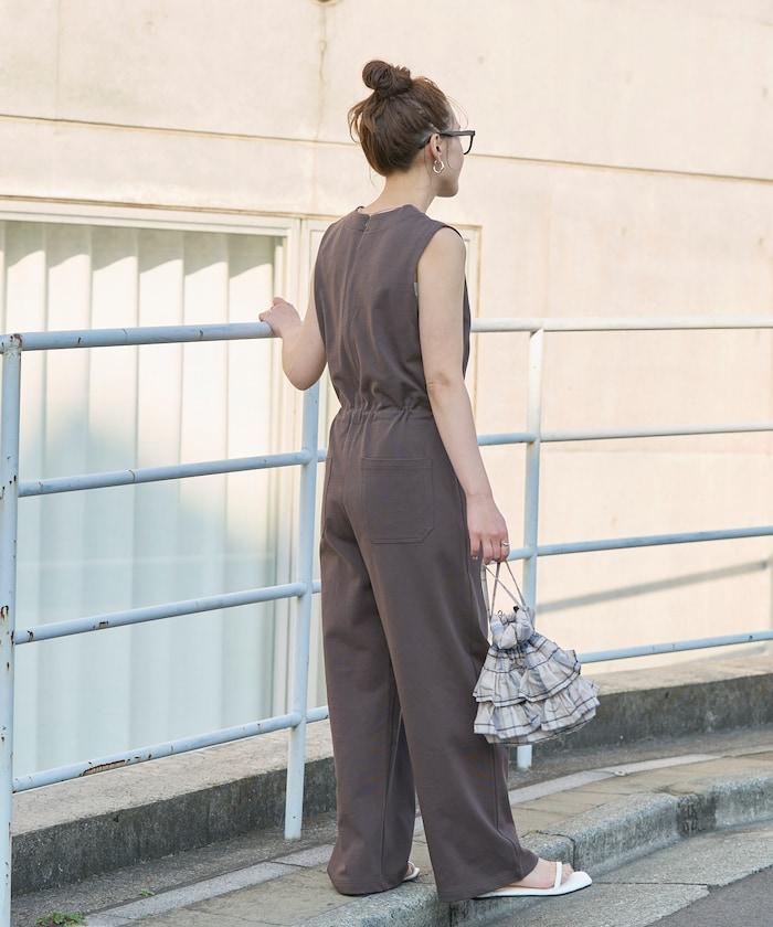 無袖腰帶連體褲