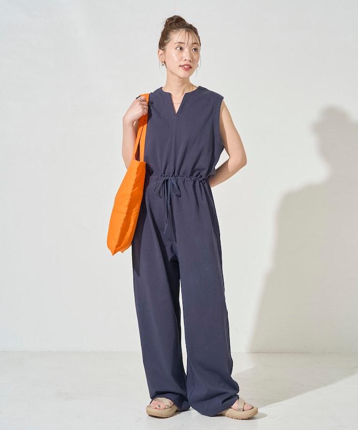 無袖腰帶連體褲