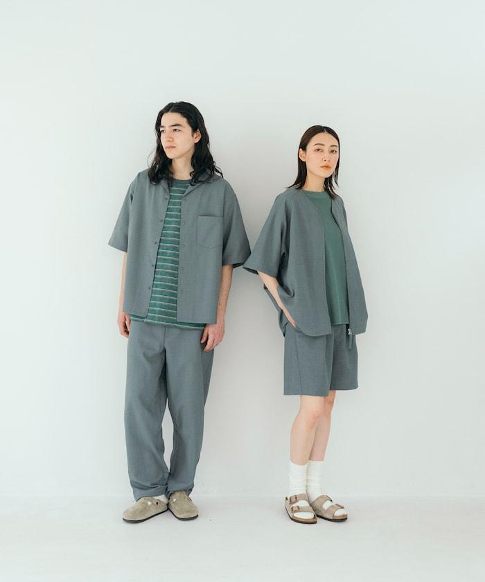 速乾材料 舒適版型 開領襯衫 短袖 亞麻風