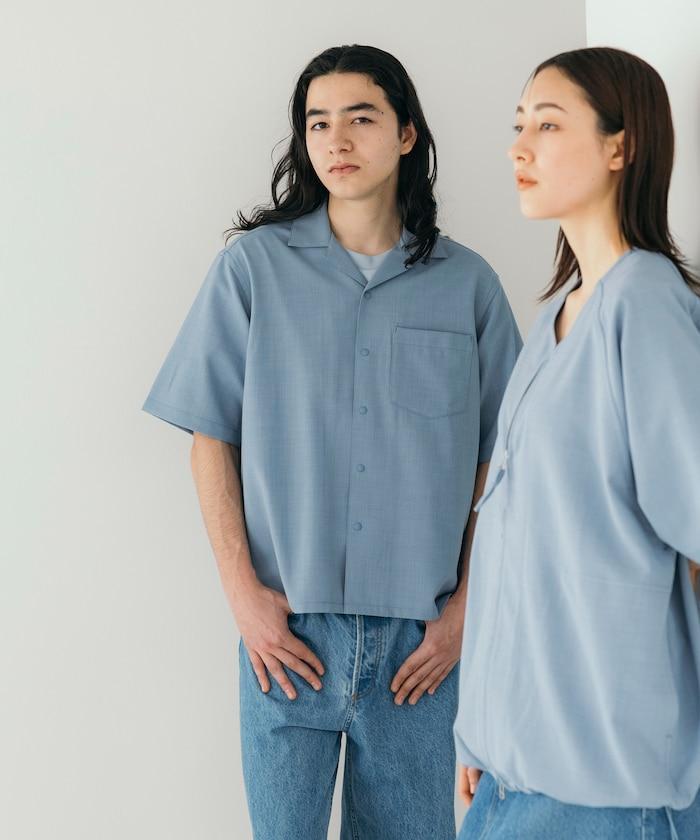 速乾材料 舒適版型 開領襯衫 短袖 亞麻風