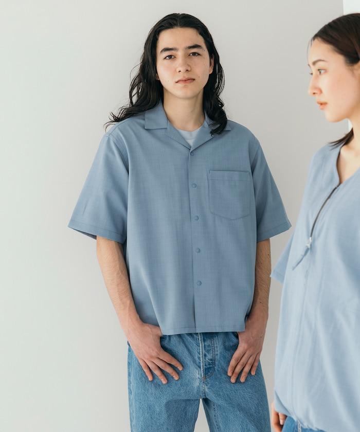 速乾材料 舒適版型 開領襯衫 短袖 亞麻風