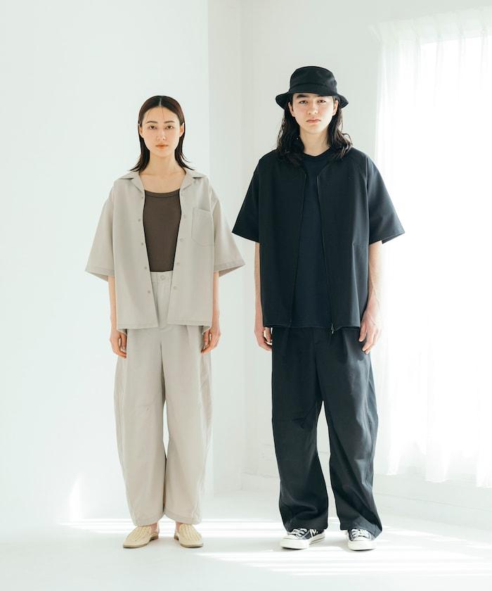 速乾材料 舒適版型 開領襯衫 短袖 亞麻風