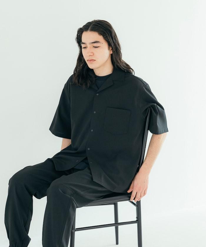 速乾材料 舒適版型 開領襯衫 短袖 亞麻風