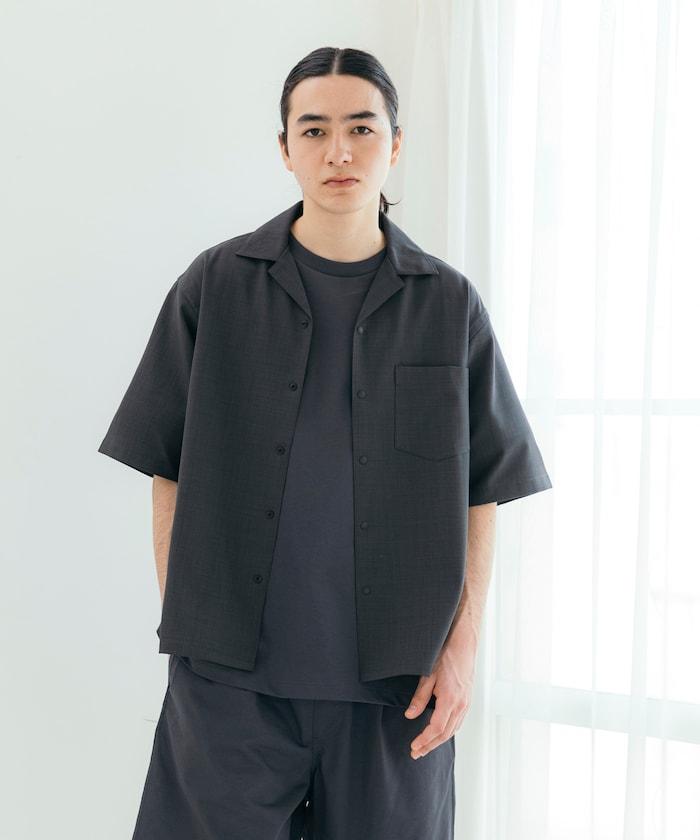 速乾材料 舒適版型 開領襯衫 短袖 亞麻風