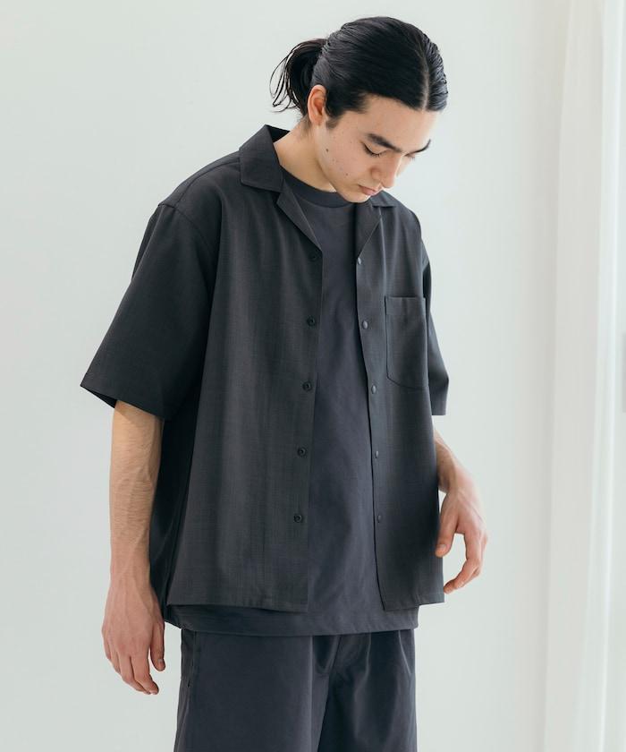 速乾材料 舒適版型 開領襯衫 短袖 亞麻風