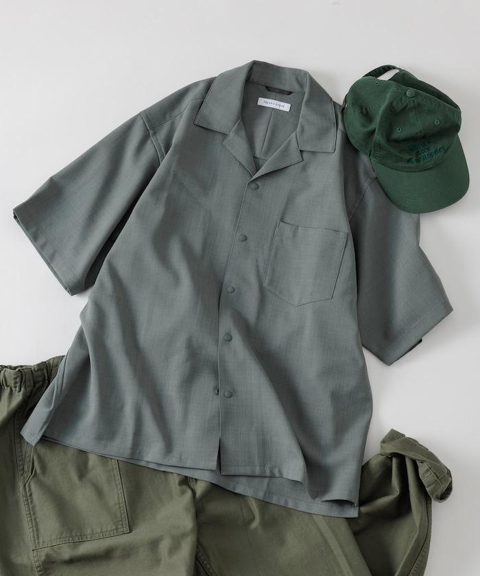 速乾材料 舒適版型 開領襯衫 短袖 亞麻風