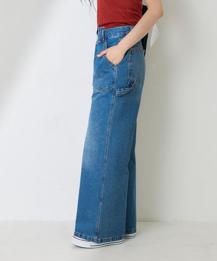 交叉裝飾繪畫寬鬆褲