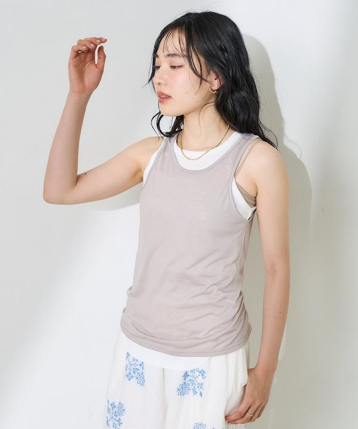 【套裝商品】透視套裝背心/純色背心