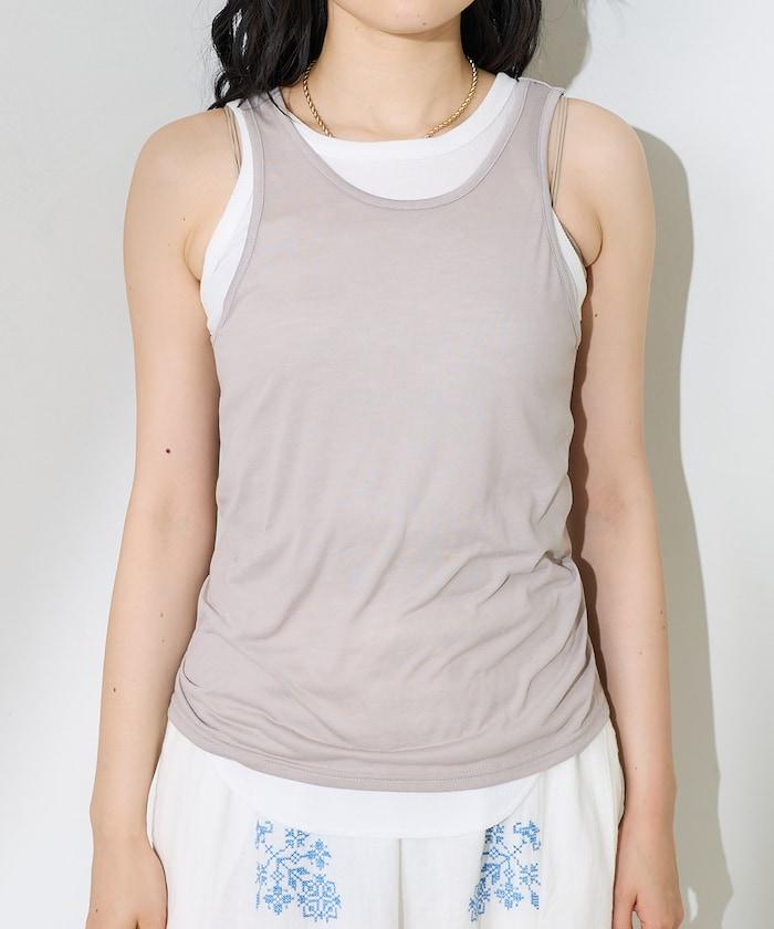 【套裝商品】透視套裝背心/純色背心