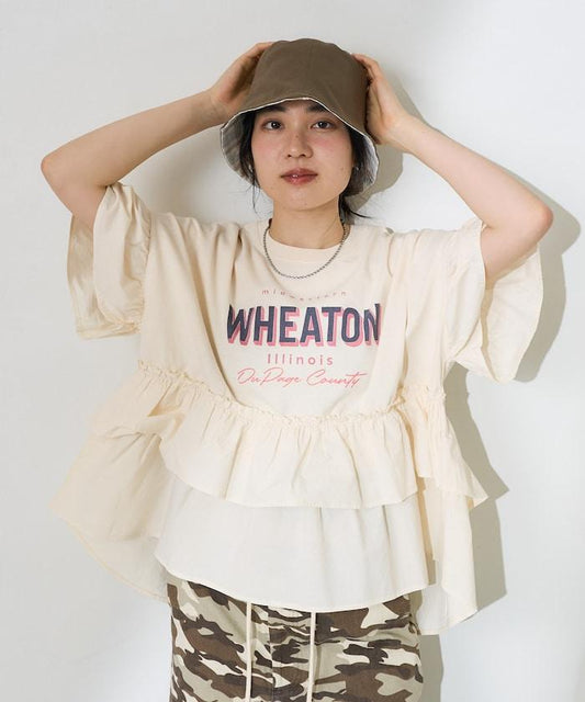 層疊荷葉邊 Logo 切換 T 恤