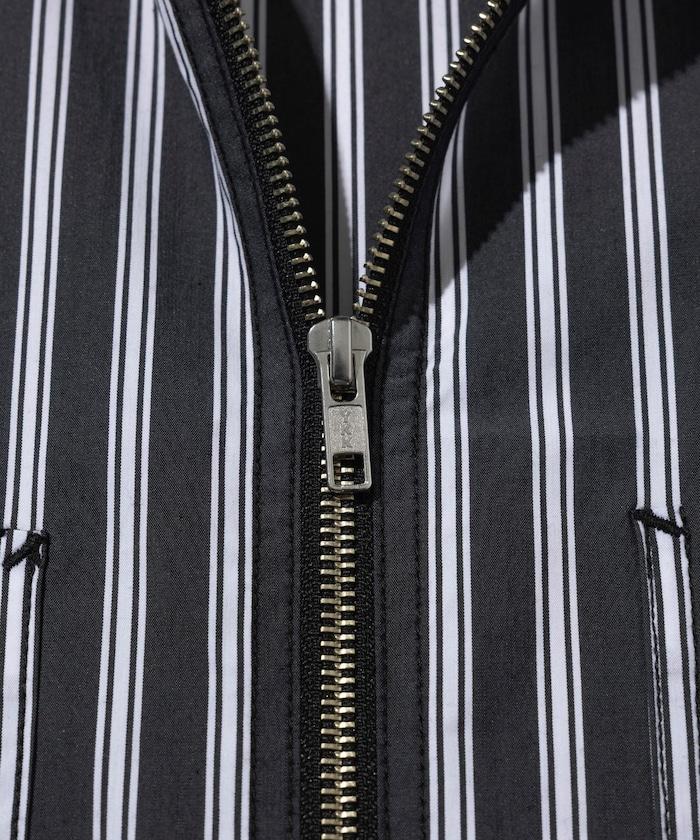 聯名 輕鬆版型 半拉鍊 單標誌 短袖工作襯衫 條紋 格子