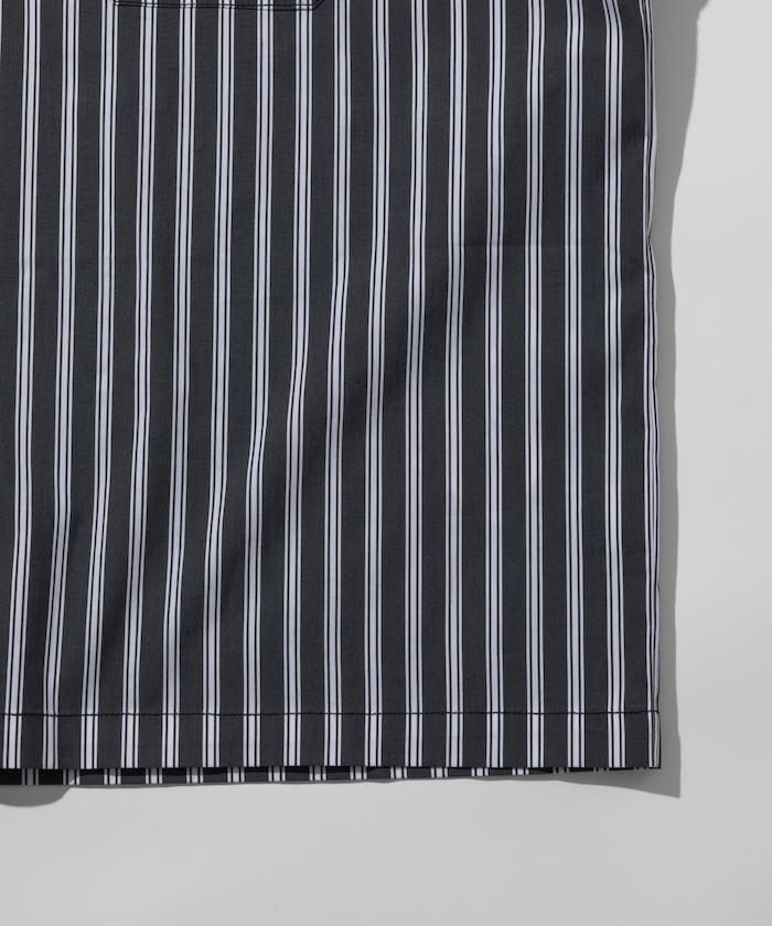 聯名 輕鬆版型 半拉鍊 單標誌 短袖工作襯衫 條紋 格子