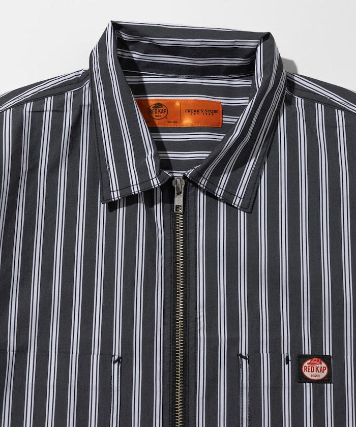 聯名 輕鬆版型 半拉鍊 單標誌 短袖工作襯衫 條紋 格子