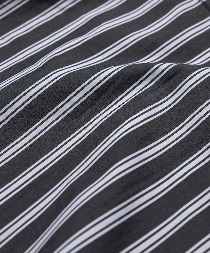 聯名 輕鬆版型 半拉鍊 單標誌 短袖工作襯衫 條紋 格子