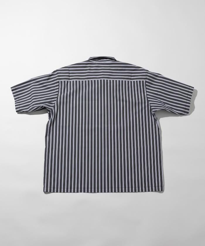 聯名 輕鬆版型 半拉鍊 單標誌 短袖工作襯衫 條紋 格子